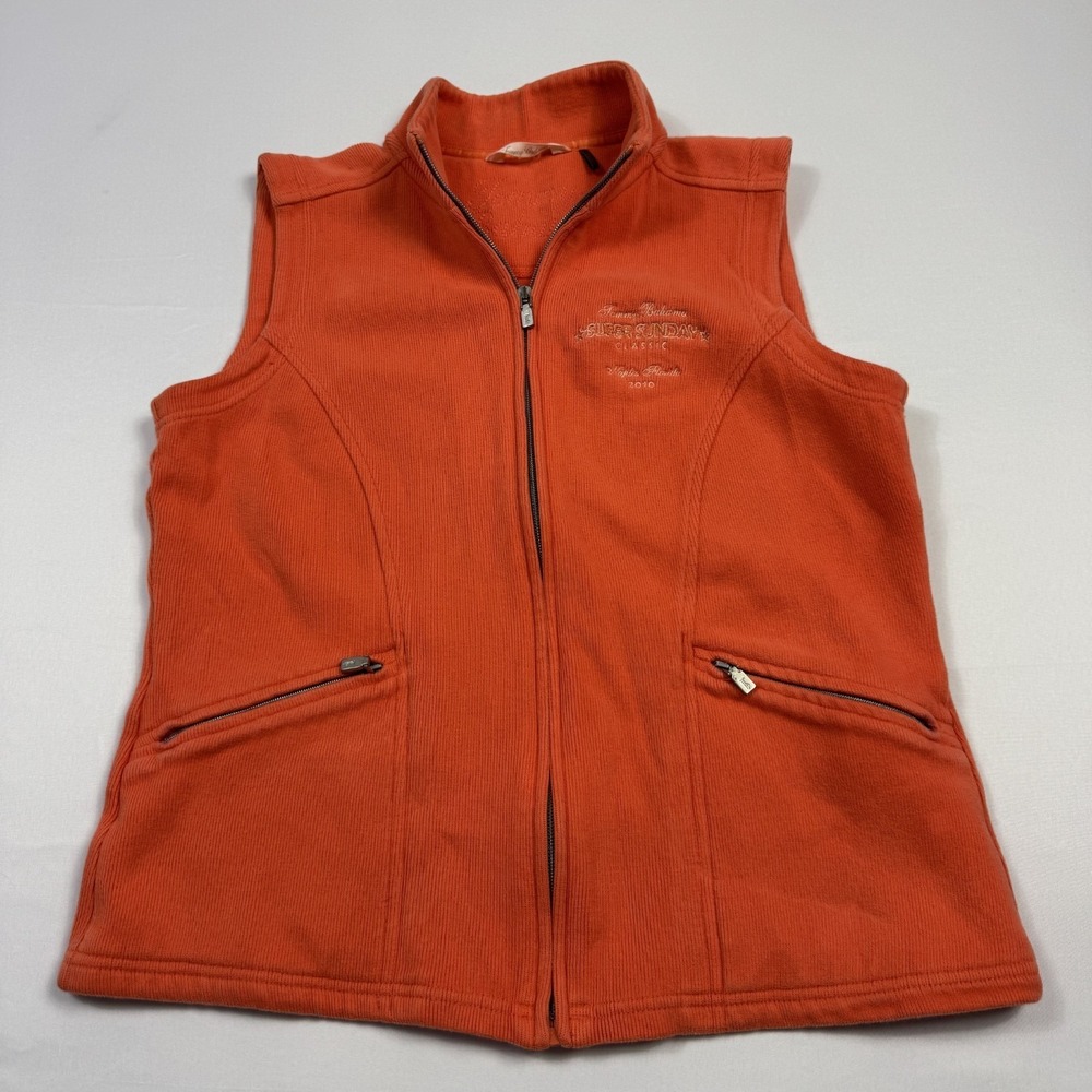Tommy Bahama Sweater Vest Full Zip Super Sunday Classic Naples Orange Women's L